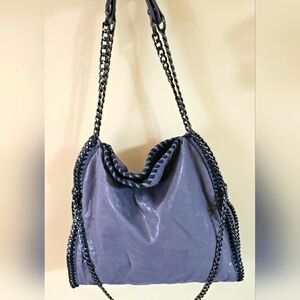 Steve Madden Shimmering Gray Falabella Style Shoulder Bag with Chain Handles